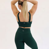 RIBBED SQUARE NECK SPORTS BRA