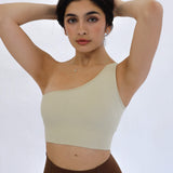 EARTH RIBBED ONE SHOULDER BRA