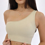 EARTH RIBBED ONE SHOULDER BRA