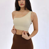 EARTH RIBBED ONE SHOULDER BRA
