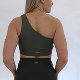 EARTH RIBBED ONE SHOULDER BRA