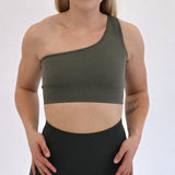 EARTH RIBBED ONE SHOULDER BRA