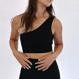 EARTH RIBBED ONE SHOULDER BRA