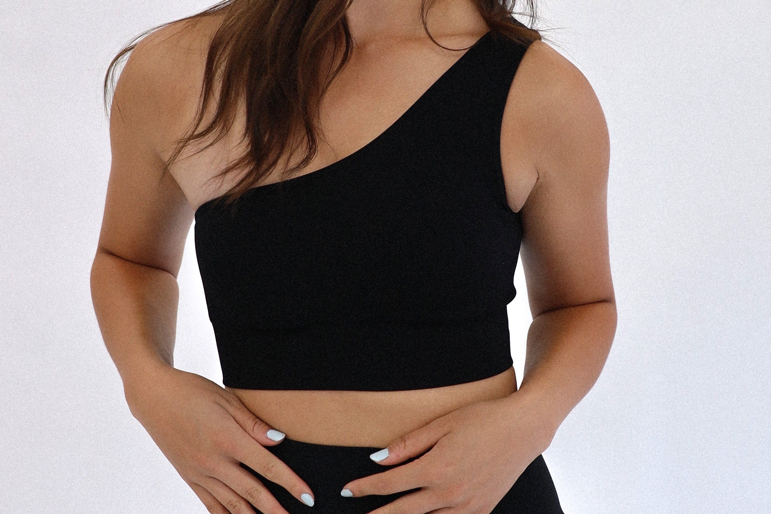 EARTH RIBBED ONE SHOULDER BRA